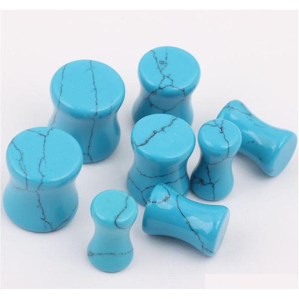 

tunnel gauge f50 40pcs/lot mix 5-10 mm turquoise stone flesh tunnels ear piercing plugs bo jllcgi carshop2006, Silver