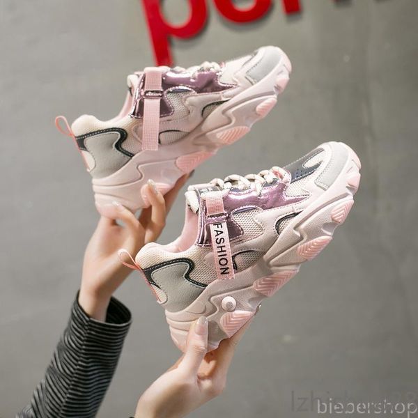 

women new fashion luminous shoes platform lace up casual shoes woman bling designers mesh tennis female walking trainers chunky lz, Black