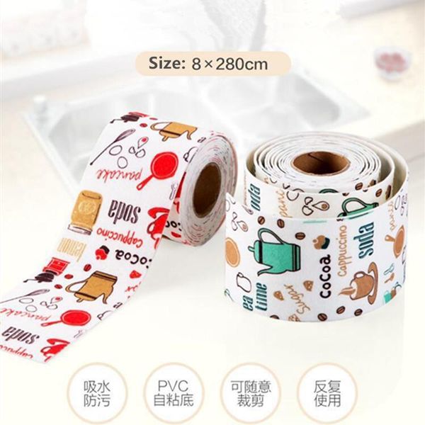 

2.8mx80mm kitchen washbasin waterproof sink sticker bath toilet moisture absorption tape self-adhesive non-woven fabric stickers1