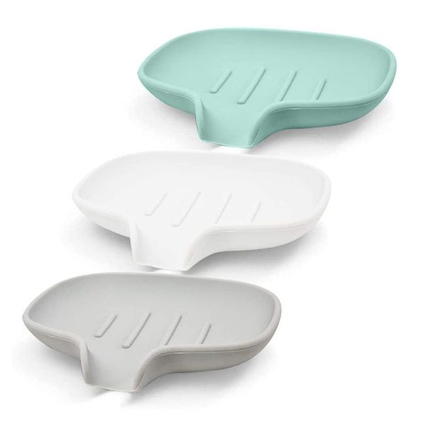 

silicone soap dish with drain bar soap holder self draining waterfall tray for shower bathroom