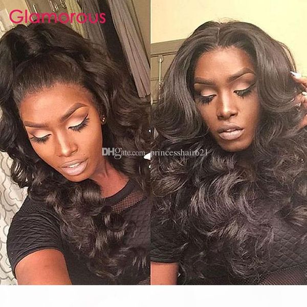 

glamorous malaysian loose wave human hair lace wig 10-30inch adjustable lace front wig peruvian indian malaysian full lace wig ing, Black;brown