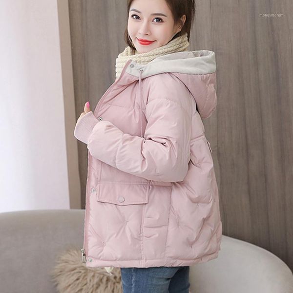 

women's down & parkas women winter patchwork hooded thicken zipper warm 2021 windproof jackets snow coat for female1, Black