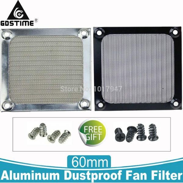 

fans & coolings 2pieces 60mm aluminum dustproof fan filter 6cm black silver metal pc computer mesh dust case guard with screws