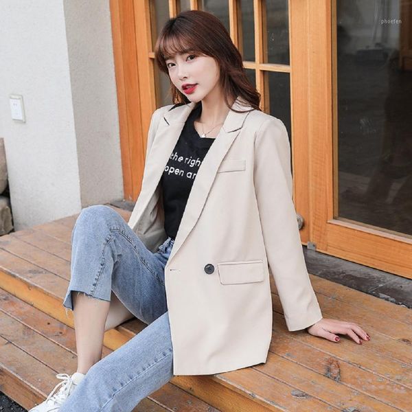 

retro temperament women jacket plus size feminine coat black beige spring autumn chevrolet blazer for women slim fit casual suit1, White;black