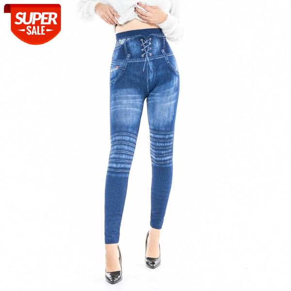 

normov slim women leggings faux denim jeans jeggings high waist cotton printed comfortable fitness legging feminina #pj2i, Black;white