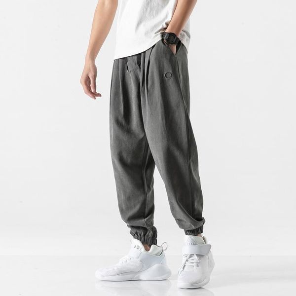 

spring losse sweatpants men solid casual fashion pure color drawstring waist trousers comfort straight loose pants plus size l821, Black