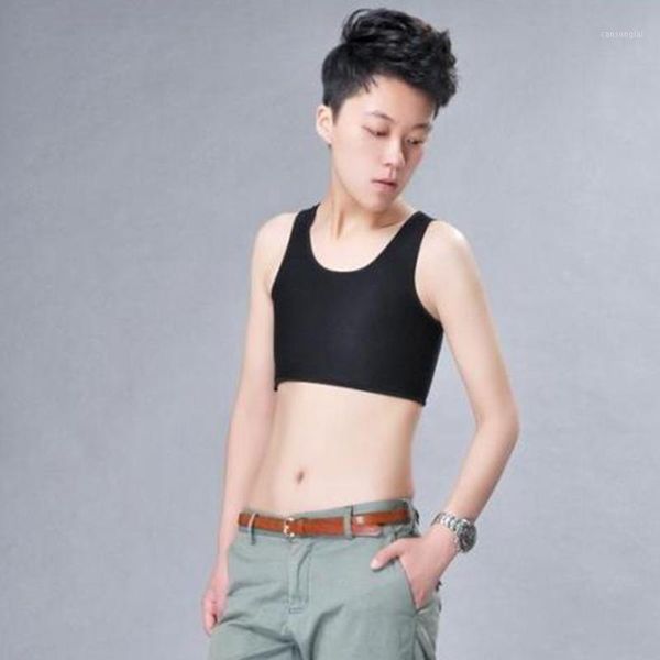 

les casual breathable buckle short chest breast binder lesbian trans vest 1, White