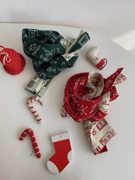 

ins jacquard house children's parent child christmas scarf, Red;brown