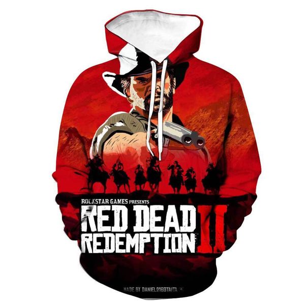 

reddeedeempemption2 digital 3d hooded sweater, Black;white
