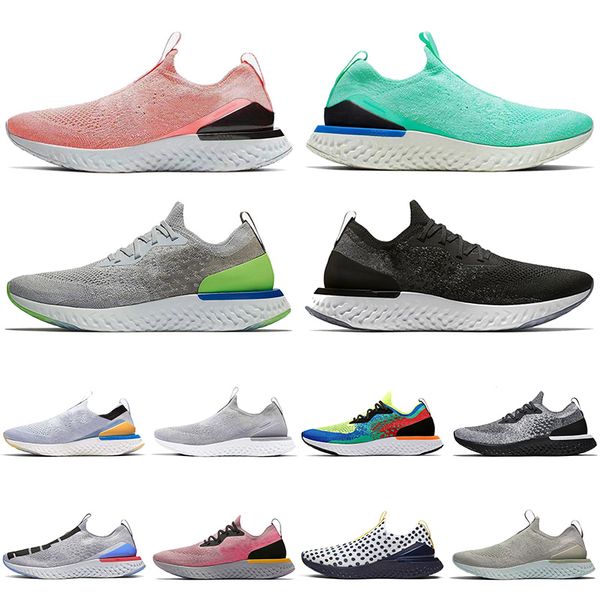 

wholesale 2021 new epic react fly knit v2 v1 mens womens sport running shoes pink rose royal green black grey breathable pewter trainers, White;red