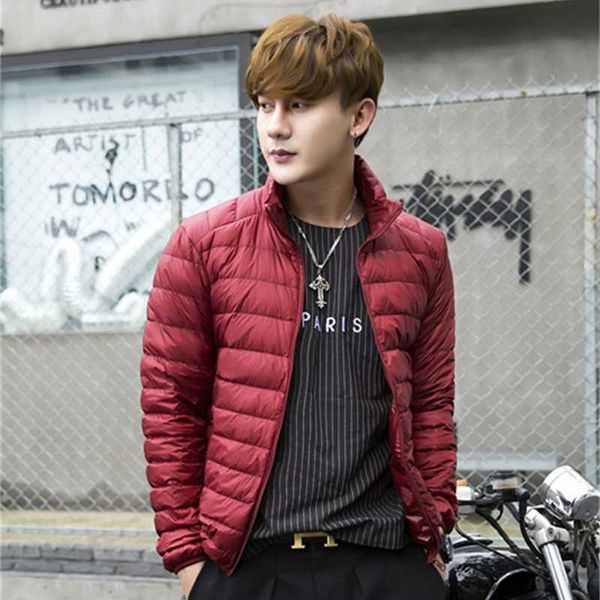 

lightweight new down ultra light stand collar slim large short youth men's jacket, Black