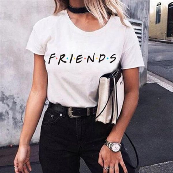 

friends letter print t shirt women short sleeve o neck loose white tshirt summer women tee shirt clothes camisetas mujer