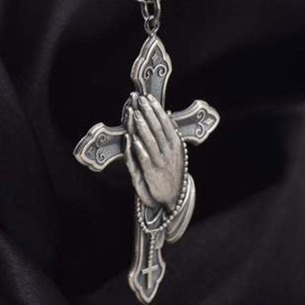 

pray hands cross necklaces for women men statement gothic party pendants&necklaces luxury jewelry gifts dropshipping, Silver