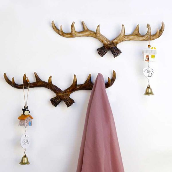 

american retro antler decorative wall hanging coat hat rack hallway door wall clothes hanger decor resin key scarf hook