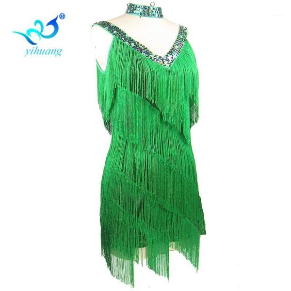 

ladies 1920s flapper dress great gatsby party charleston fringe latin salsa dance performance costume dress1, Black;red