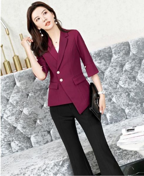 

formal uniforms designs pantsuits with 2 piece jackets and pants for women business suits ladies office work wear blazers sets1, White;black
