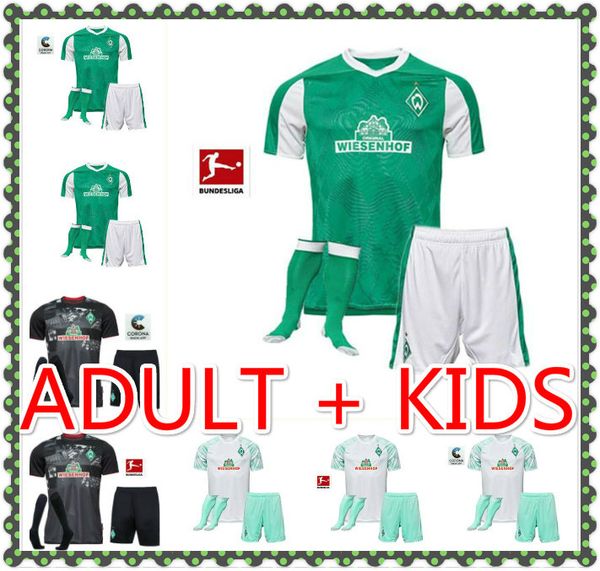 

взрослый kids kit 20 21 werder bremen home over soccer tehersys 2020 2021 младший спортсреал pizarro osako harnik kruse rashica футбольная р, Black;yellow