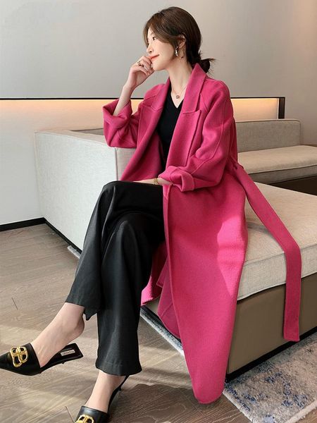 

100% wool coat female jacket autumn winter coat women long woman jackets korean fashion 2021 veste femme pph3519, Black