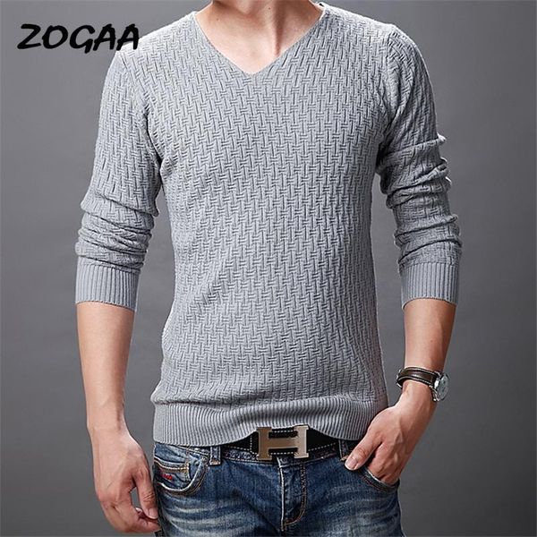 

zogaa new autumn fashion men solid casual v-neck pullover men cotton mens sweaters pull homme, White;black