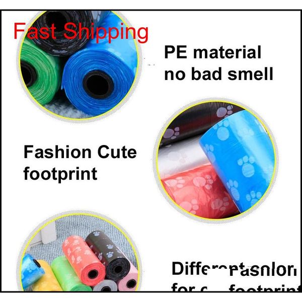 

cute pet garbage bag dog foot painted dog garbage bag clean-up bag pick up waste poop refills conv qylhka bdenet