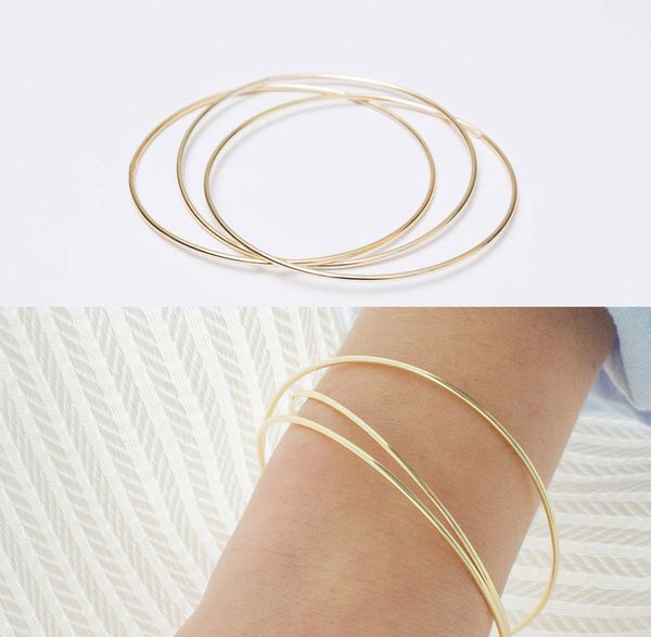

three circle thin band 64 diamater three stacking bangle closed bangles Gold plated fashion women female Classic moving bangle bracelet