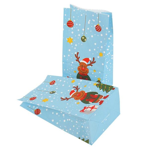 

10шт рождество бумажный мешок подарка снеговика санта-клаус олень печати еды конфеты шоколад печенье мешок xmas party украшения для домашнег