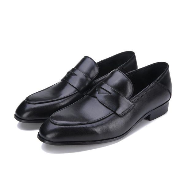 

men's leather shoes business dress shoes zapatos de hombreing pointed genuine leather comfortable men's, Black