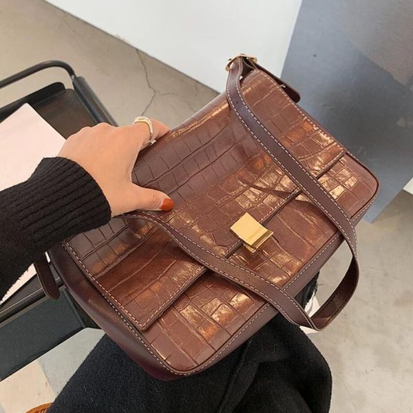 

crocodile pattern square armpit bag 2021 new quality pu leather women's designer handbag high capacity shoulder crossbody bag