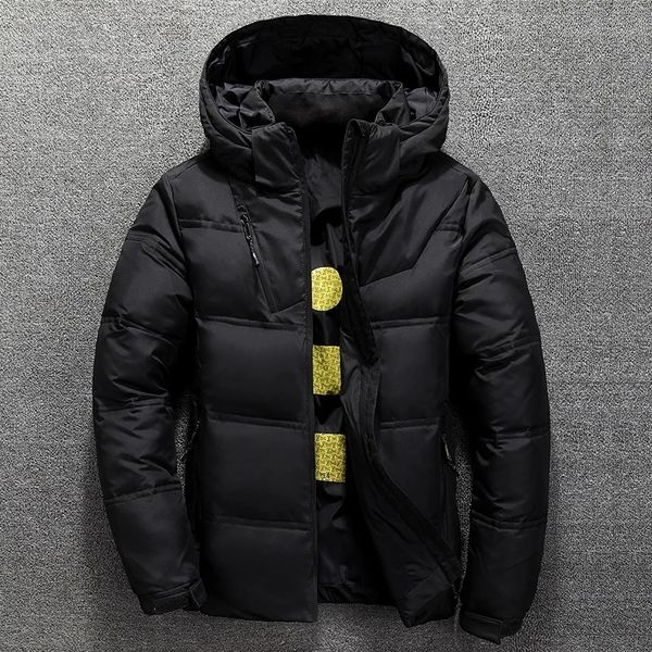 

2021 new warm men coat casual autumn stand collar puffer thick hat white parka male men's winter down jacket with hood 24u1, Black
