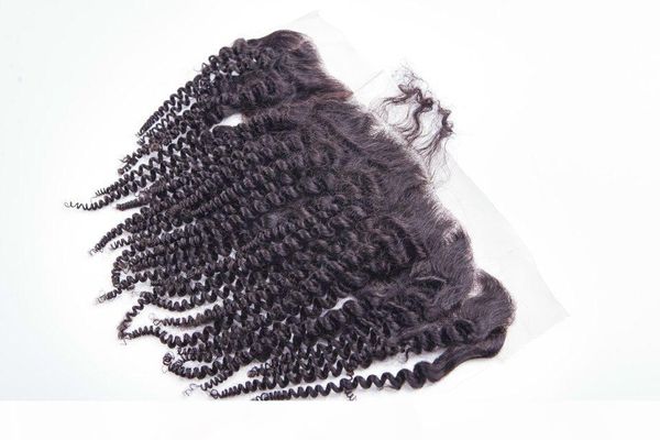 

indian kinky curly lace frontal closure with baby hair 13x4 virgin human hair lace frontal closure ing, Black;brown