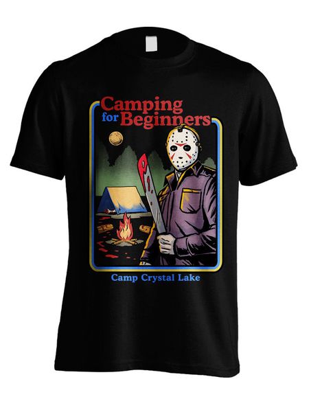 

friday the 13th camping for beginners official jason voorhees black short sleeve sport hooded sweatshirt hoodie t shirt