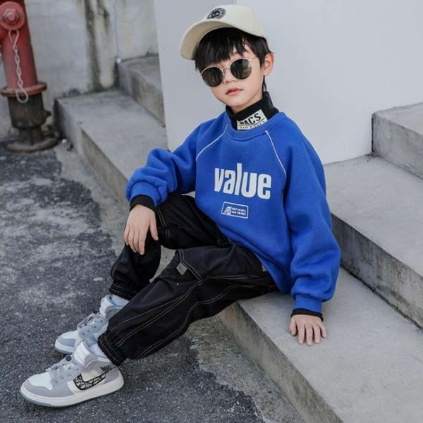 

foreign plush sweater autumn and winter new sle thickened high collar fake two piec of chine children's warm bottomed, Black