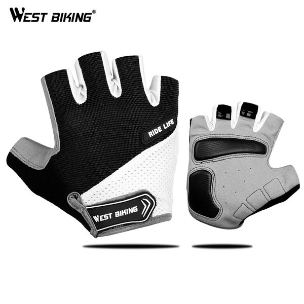 

west biking half finger outdoor sports mtb bicycle pad breathable bike motorcycle fishing cycling gloves, Blue;gray