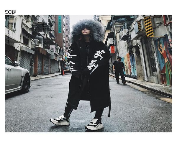 

winter hip hop мода длинный меховой воротник пальто 2018 хлопка куртки толстовки одежда street wear верхняя одежда пальто теплый толстые sqc, White