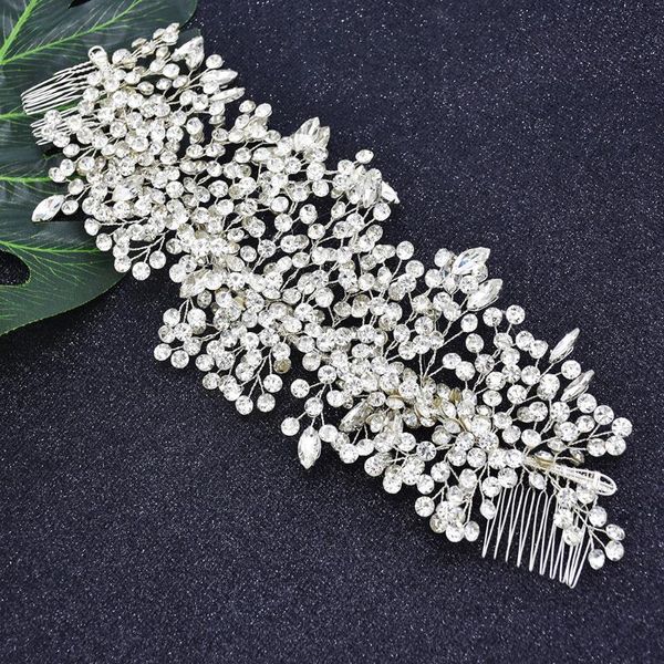 

luxury crystal bridal hair accessories wedding headpieces hair combs rhinestone wedding tiara headbands women crowns pageant, Golden;silver