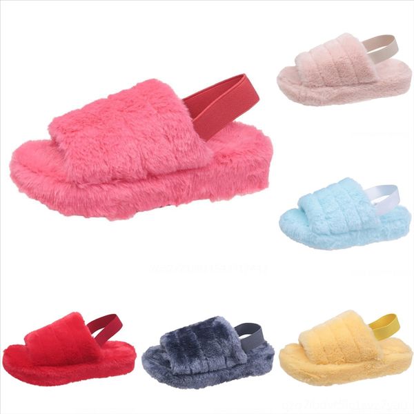 

tks casual winter cotton mules ladies plush suede slippers woman open toe new chains leather furry slippers comfy plush bow cotton-padded, Black