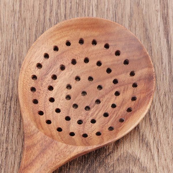 

natural wood spoon ladle rice long handle spoon soup cooking spoon teak wood colander skimmer scoop wooden kitchen utensils h jllnvl