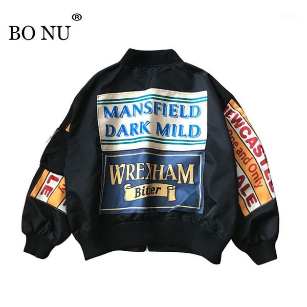

bonu women college harajuku bomber jacket plus size loosen print splicing feminino jacket women oversize basic coat1, Black;brown