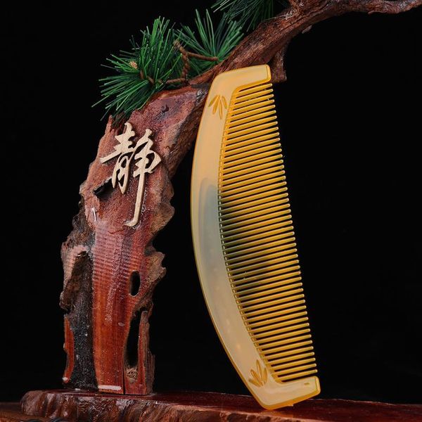 

long handle natural resin comb anti static scalp massage hair brush hairdressing styling tools lon bbytdj, Silver