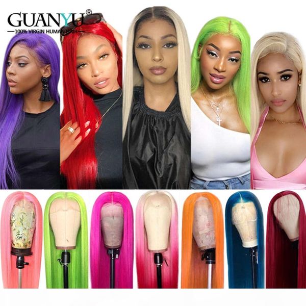 

red lace front human hair 13x4 6 brazilian remy ombre blonde 1b 613 pink green blue purple colored wig with dark roots, Black;brown