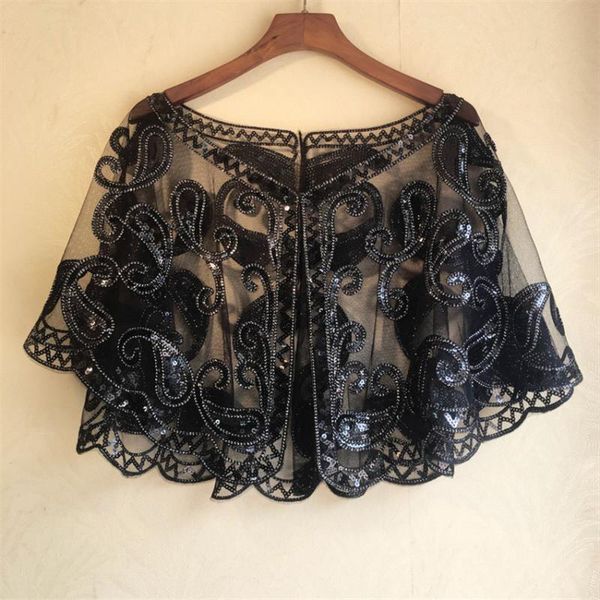

women's jackets elegant women wedding shawl capes europe and america lady sequins wrap bolero accessories coat princess outwear wz833, Black;brown