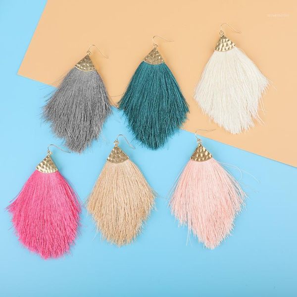 

boho fashion long tassel earring for women bohemian multicolor maxi statement fringed dangle earring wedding jewelry1, Silver