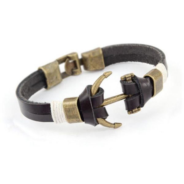 

mens trendy leather rope handmade double layer rudder bracelet jewelry men punk bangles bracelet men jllhih