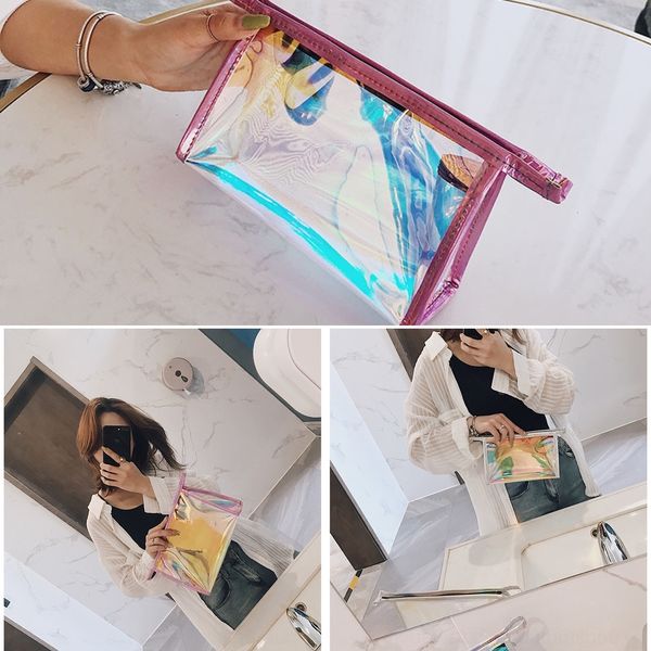 

gixwn laser colorful large large waterproof storage storage laser colorful capacity capacity waterproof cosmetic transparent makeup makeup b