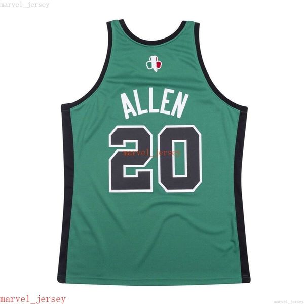 % 100 dikişli Ray Allen #20 Yeşil 2007-08 Jersey XS-6XL Erkek Gerileme Basketbol Formaları Ucuz Erkek Kadın Gençlik