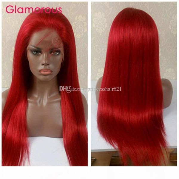 

red wig human hair lace wig peruvian brazilian indian malaysian straight hair glamorous short long full lace wig for black women, Black;brown