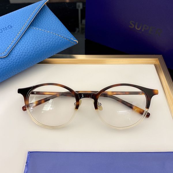 

super sung npm-61 optical eyeglasses for men women retro style anti-blue light lens plate plank oval frame with box, White;black