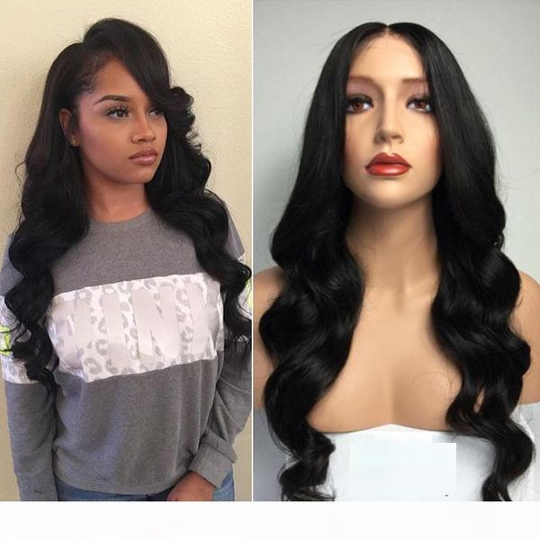 

natural hairline peruvian 100% human hair loose wave middle parting full lace wig with baby hair lace front wigs pre plucked, Black;brown