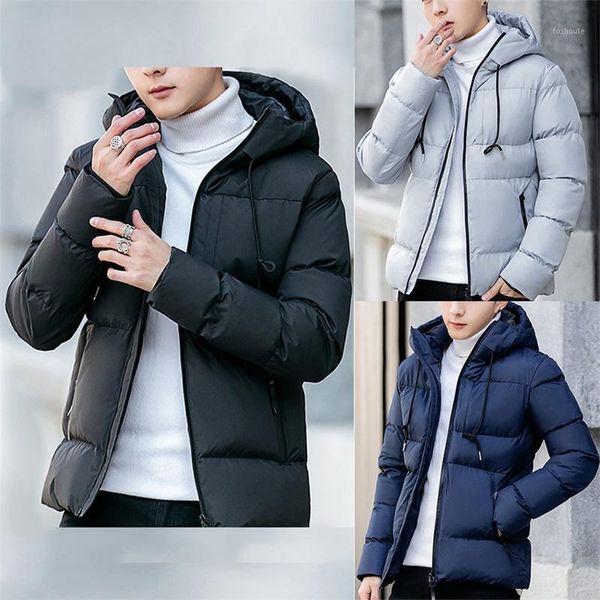 

henchiri new thick warm winter coat men hooded casual outdoor man jacket parka fashion windbreaker men overcoat hooded windproof1, Black