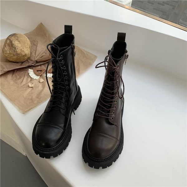 

brand women's shoes riding boots round toe booties ladies boots-women low heels booties winter footwear fashion mid-calf, Black